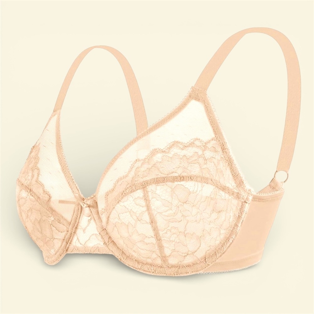 HSIA Minimizer Bra 44DDD Lace Underwire Plus Size Warm Beige Tan Nude Floral